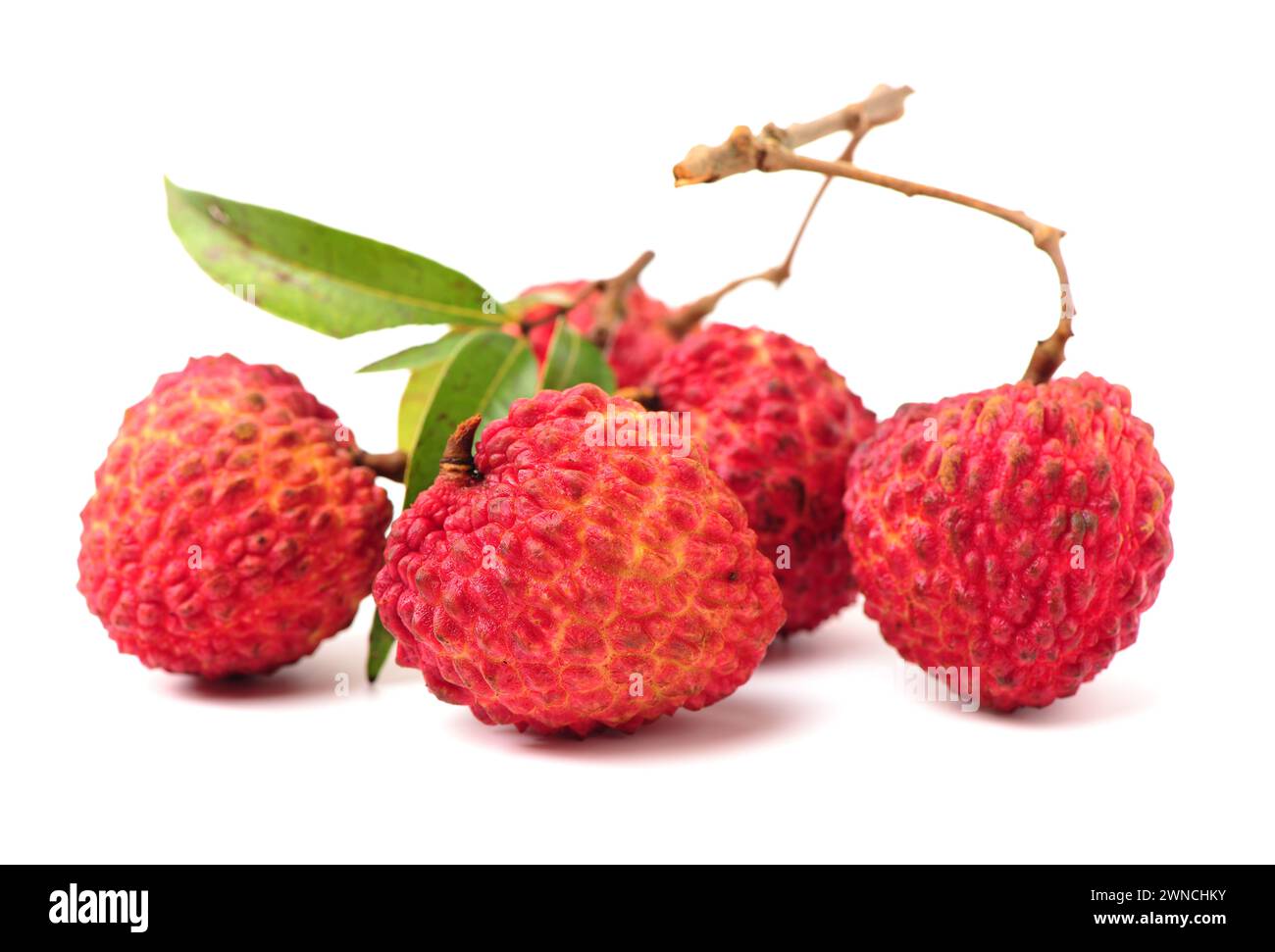 Frischer Litschi (Litchi chinensis) isoliert auf weißem Hintergrund Stockfoto