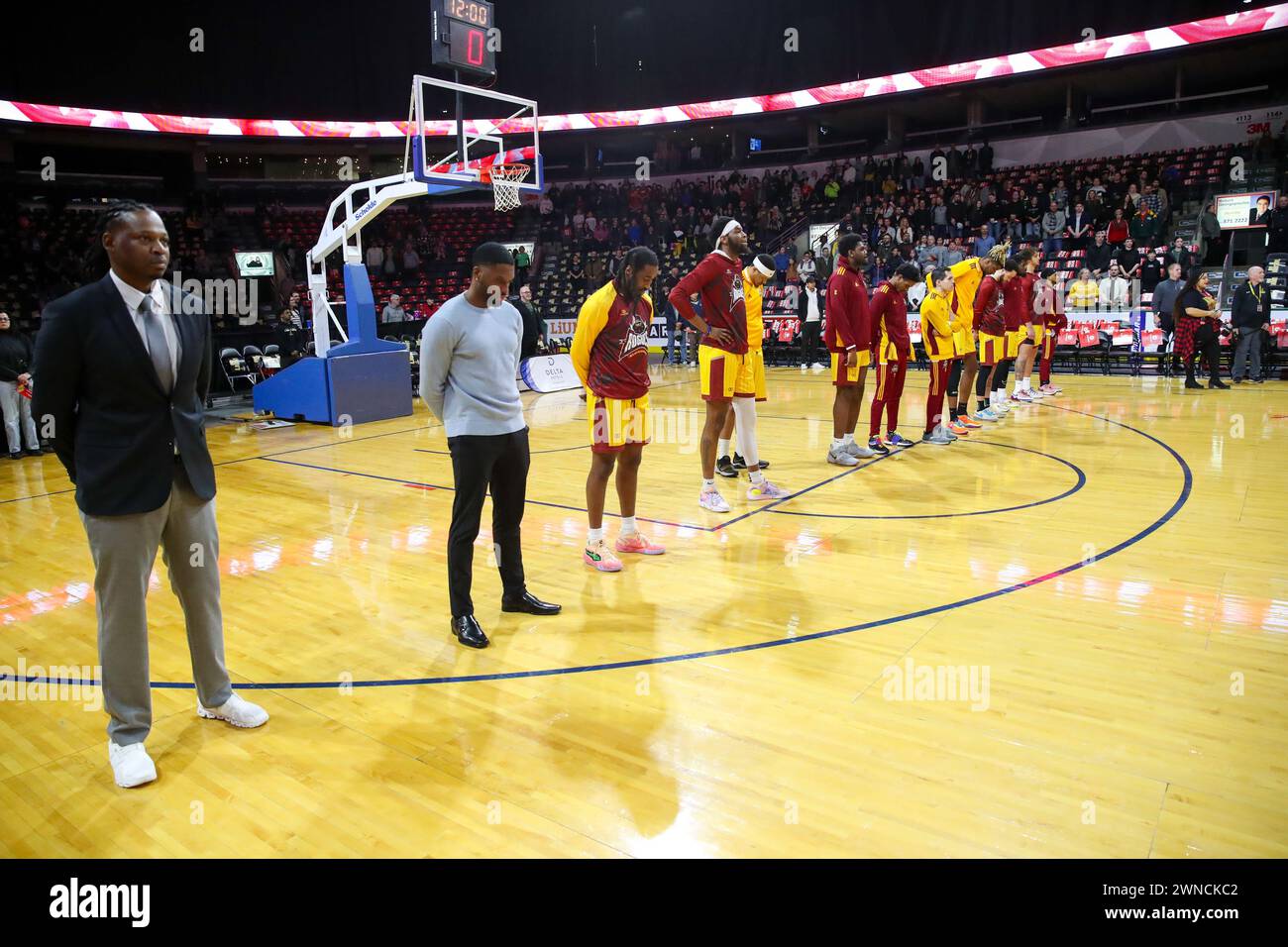 London, Kanada. März 2024. 1. März 2024, London Ontario Candada. Die London Lightning besiegen die Neufundland Rogues 118-94 in Fanshawe Night.New Foundland Rogues. Quelle: Luke Durda/Alamy Live News Stockfoto