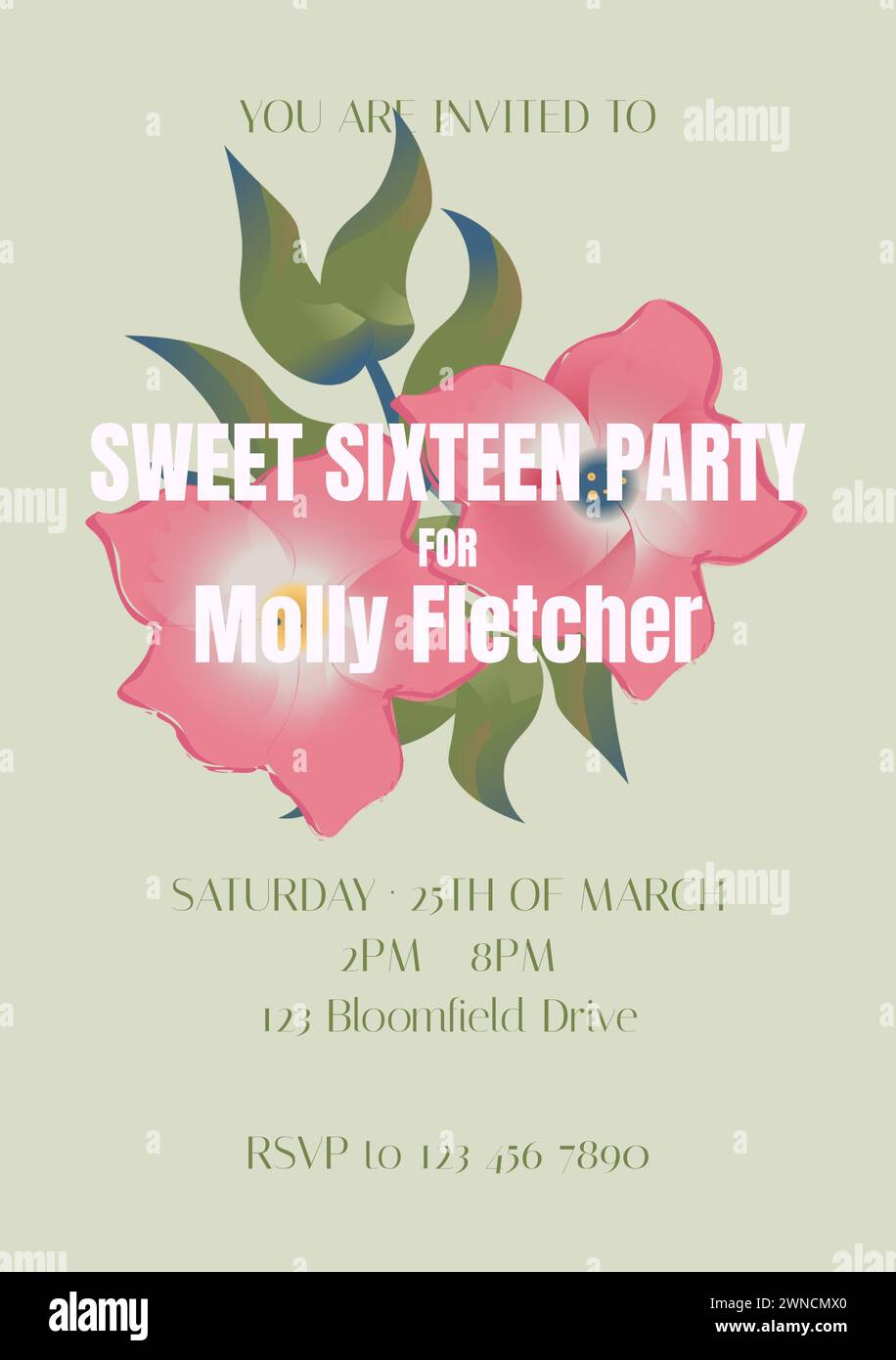 Feiern Sie mit Stil und Blumendesign Stockfoto