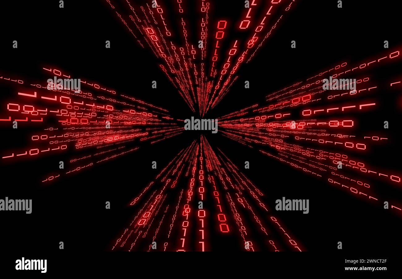 Roter Binärcode - Hintergrund im Matrixstil Stockfoto