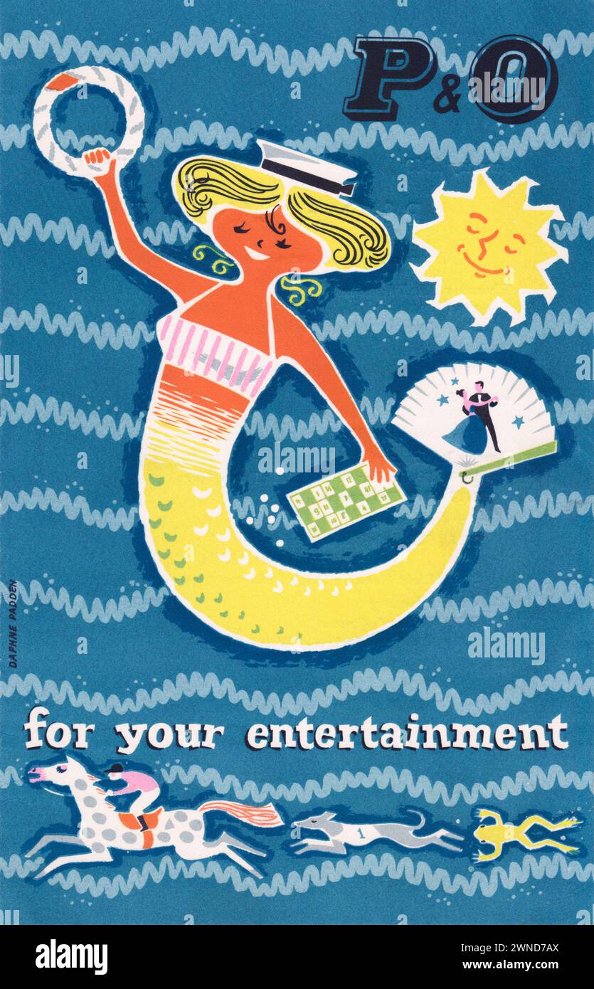 Vintage P&O First Class Passagierexemplar von „for Your Entertainment“-Aktivitäten im S.S. Kanton im Januar 1960. Stockfoto