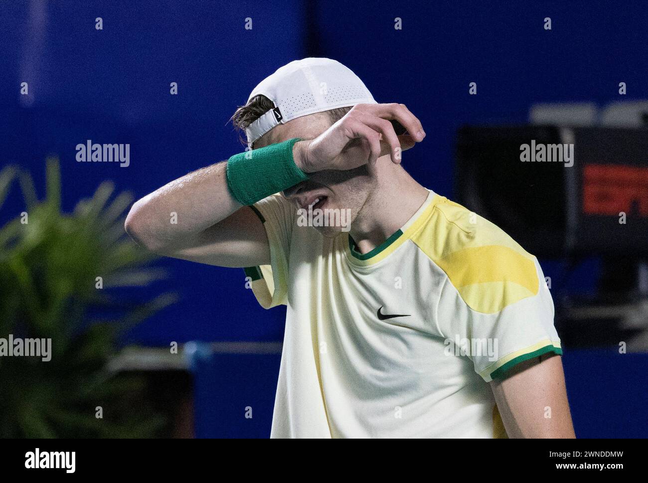 Acapulco, Mexiko. März 2024. Jack Draper aus Großbritannien reagierte im Halbfinalspiel gegen Alex de Minaur aus Australien beim ATP Mexican Open Tennis-Turnier 2024 in Acapulco, Mexiko, am 1. März 2024. Quelle: Li Mengxin/Xinhua/Alamy Live News Stockfoto