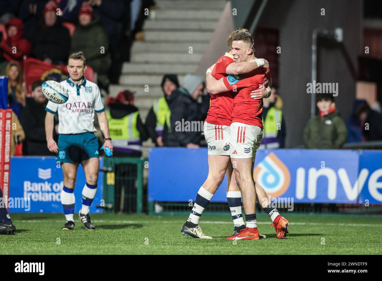 März 2024, Virgin Media Park, Cork, Irland - BKT United Rugby Championship: Munster 45 - Zebre Parma 29 Stockfoto