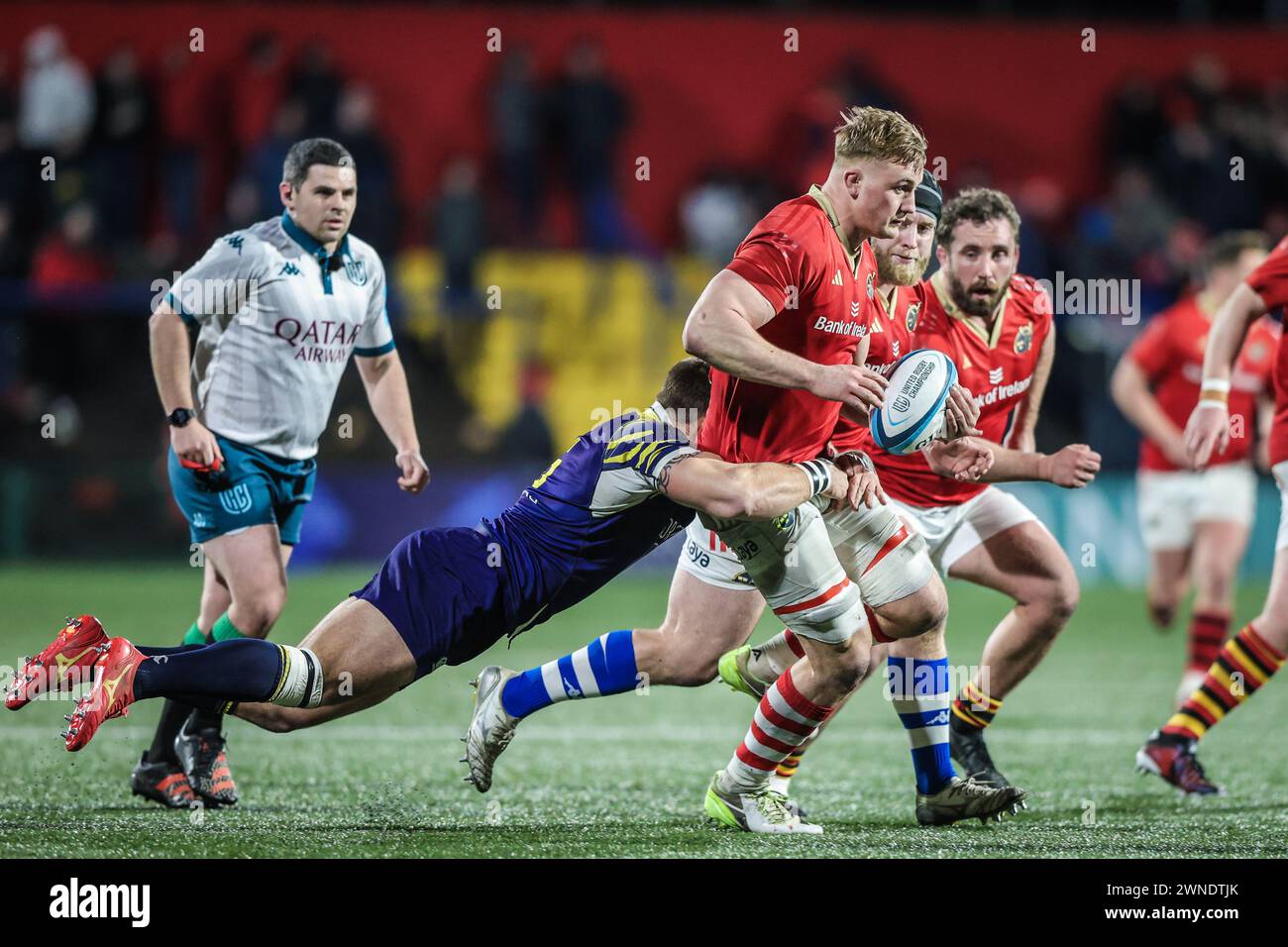 März 2024, Virgin Media Park, Cork, Irland - BKT United Rugby Championship: Munster 45 - Zebre Parma 29 Stockfoto
