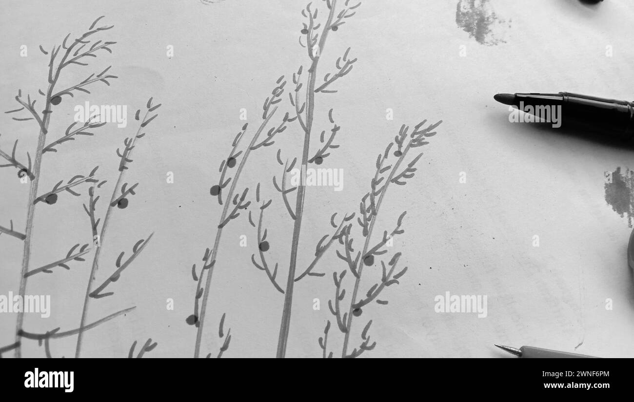 Ein Foto eines Markierungsstifts mit einem Objekt im japanischen Stil, einem Bambusbaum Stockfoto