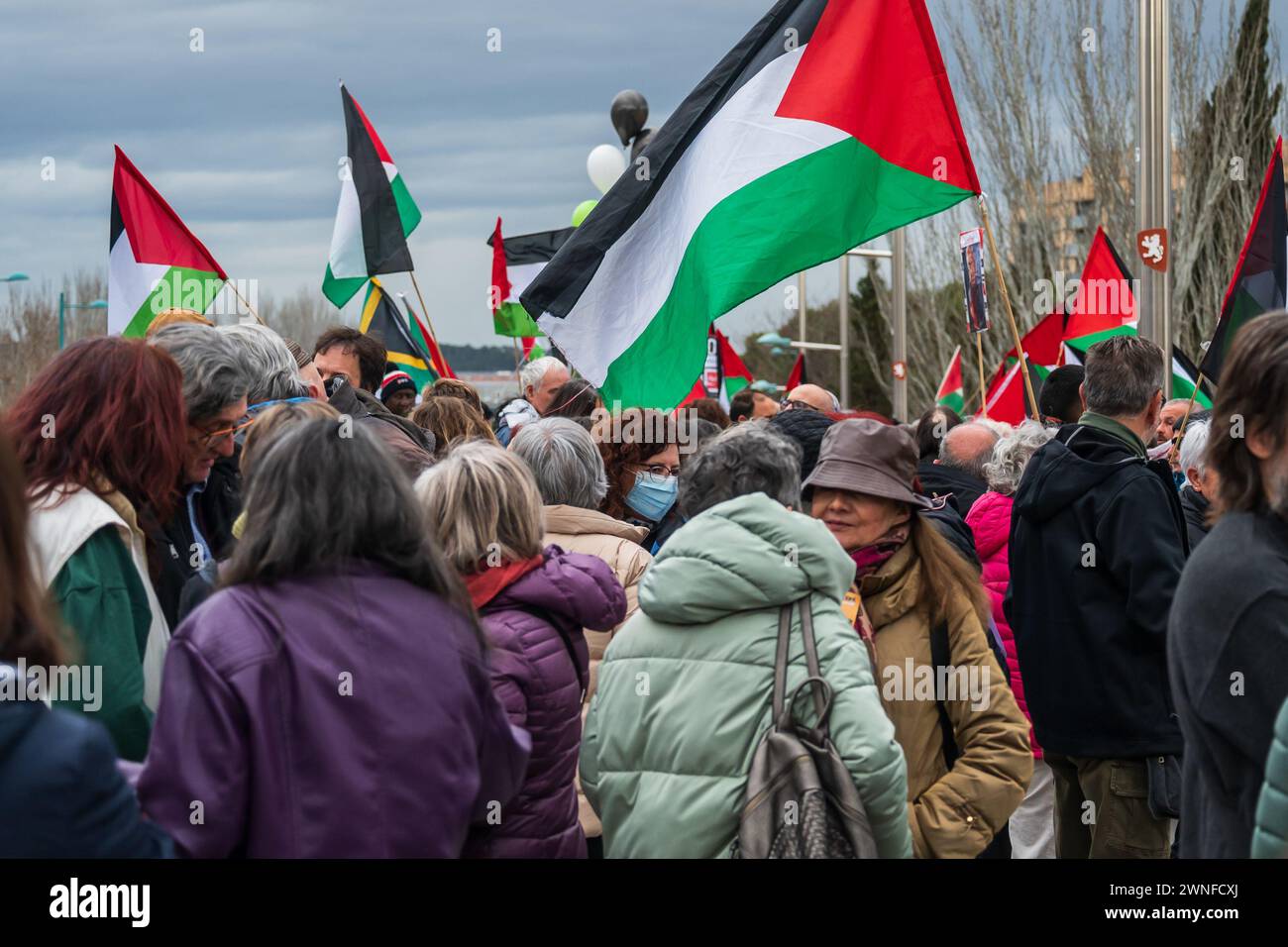 Pro-Palästina-Kundgebung in Saragossa, Spanien Stockfoto