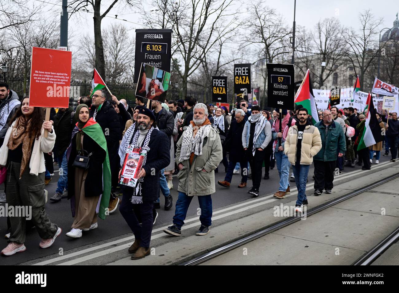 Wien, Österreich. März 2024. Kostenlose Gaza-Demonstration vor dem österreichischen Parlament in Wien. Quelle: Franz Perc/Alamy Live News Stockfoto