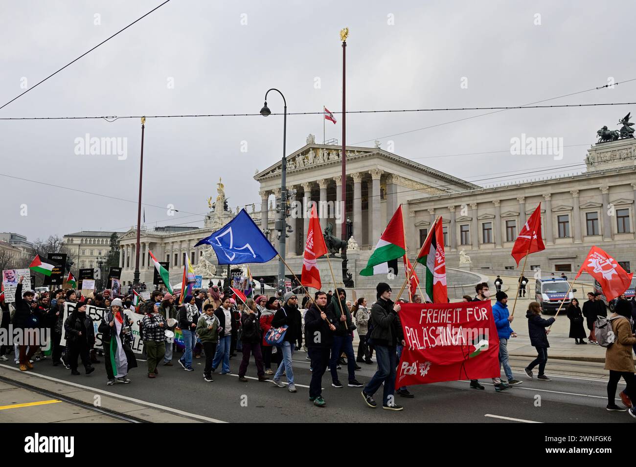 Wien, Österreich. März 2024. Kostenlose Gaza-Demonstration vor dem österreichischen Parlament in Wien. Quelle: Franz Perc/Alamy Live News Stockfoto
