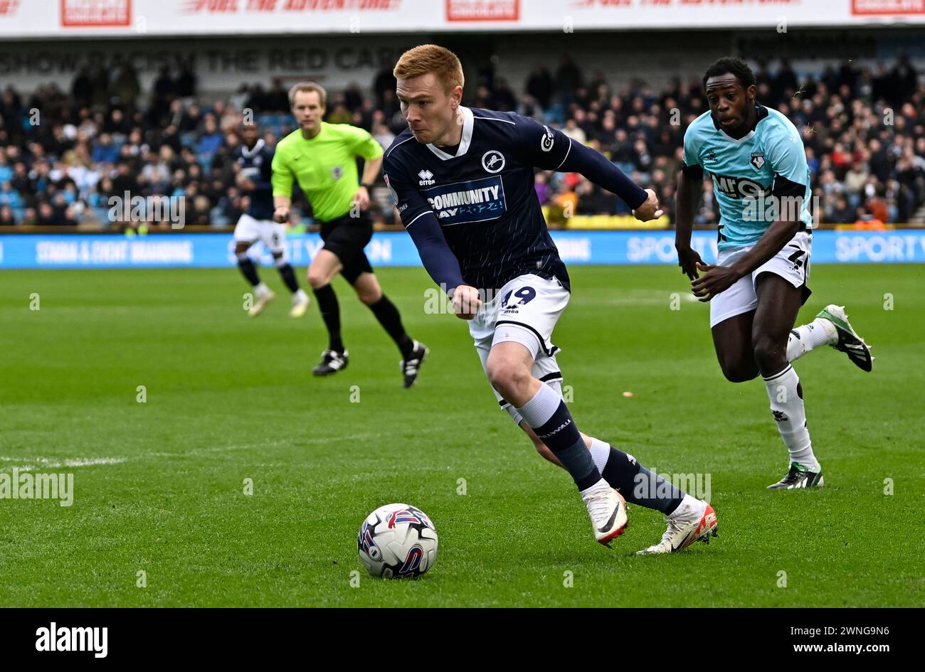 London, Großbritannien. März 2024. Duncan Watmore (Millwall) während des Millwall V Watford Matches in der EFL Championship in den, Bermondsey, London. Dieses Bild ist NUR für REDAKTIONELLE ZWECKE bestimmt. Für jede andere Verwendung ist eine Lizenz von Football DataCo erforderlich. Quelle: MARTIN DALTON/Alamy Live News Stockfoto