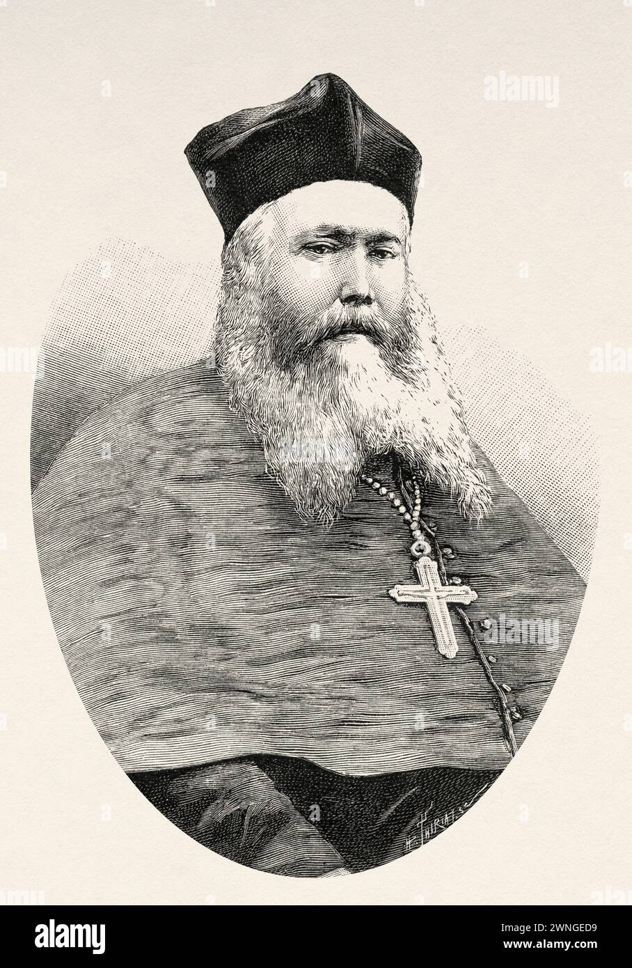 Paul-Francois Puginier (1835–1892) französischer Missionar und Bischof, Apostolischer Vikar in Westtonkin (zukünftig Erzdiözese Hanoi) Tonkin, Französisch-Indochina. Vietnam, Asien. Dreißig Monate in Tonkin 1885 von Dr. Charles Edouard Hocquard (1853–1911) Le Tour du Monde 1890 Stockfoto