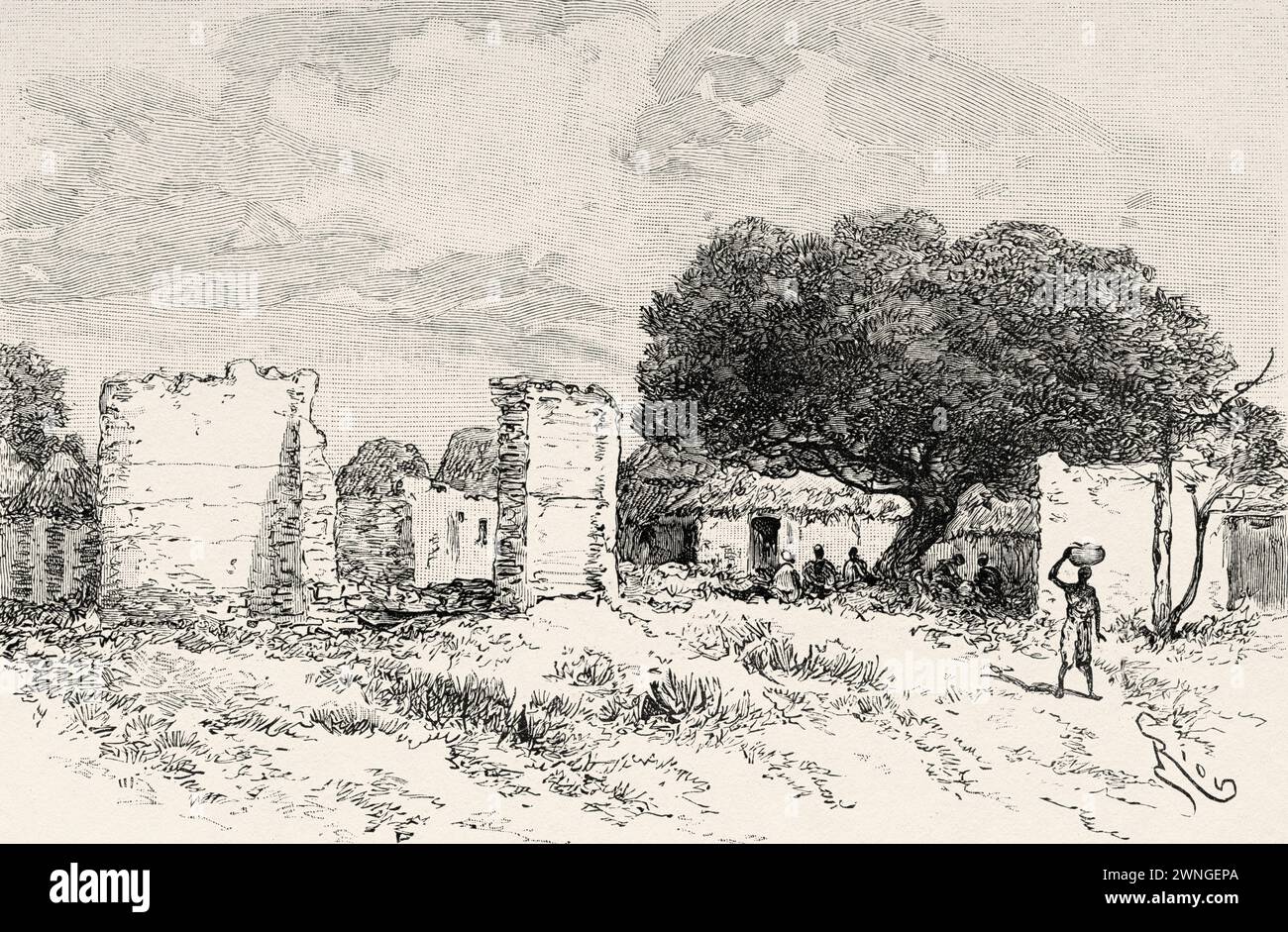 Soila-Moschee, Guinea. Afrika. Zwei Feldzüge im Französischen Sudan, 1886-1888 von Joseph Simon Gallieni (1849–1916) Le Tour du Monde 1890 Stockfoto