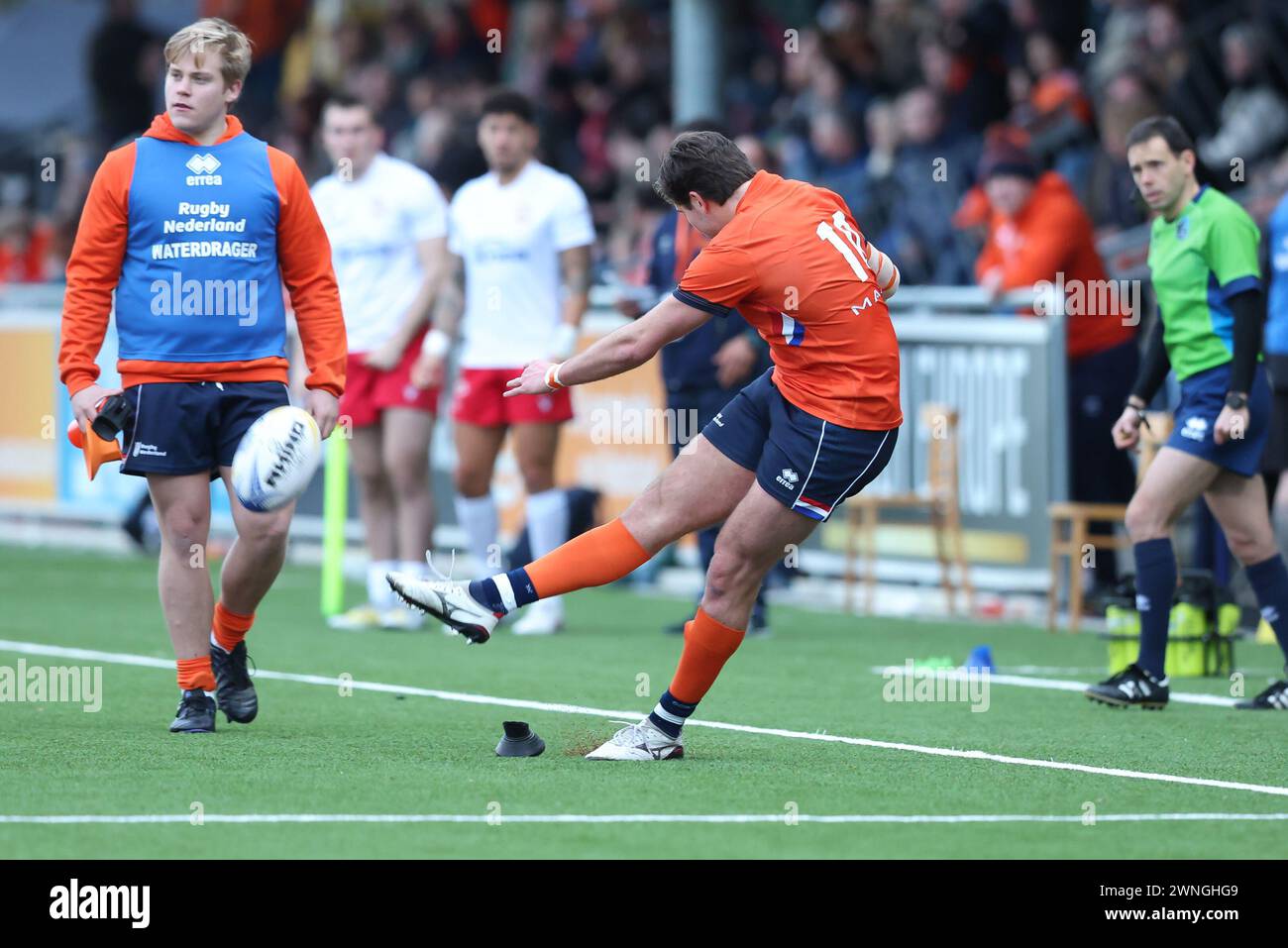 AMSTERDAM, NIEDERLANDE - 02. MÄRZ: Vikas Meijer Spieler des RFC Cardiff trafen sich während des internationalen Rugby-Europameisterschaftsspiels zwischen den Niederlanden Stockfoto