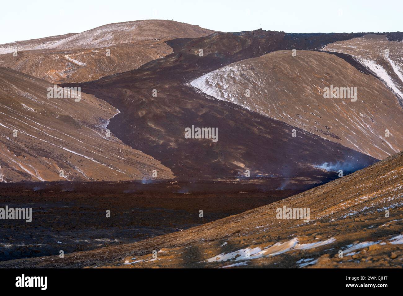 Die Vulkanlava des Fagradalsfjall wurde im Südwesten Islands auf der Reykjanes-Halbinsel abgelegt Stockfoto