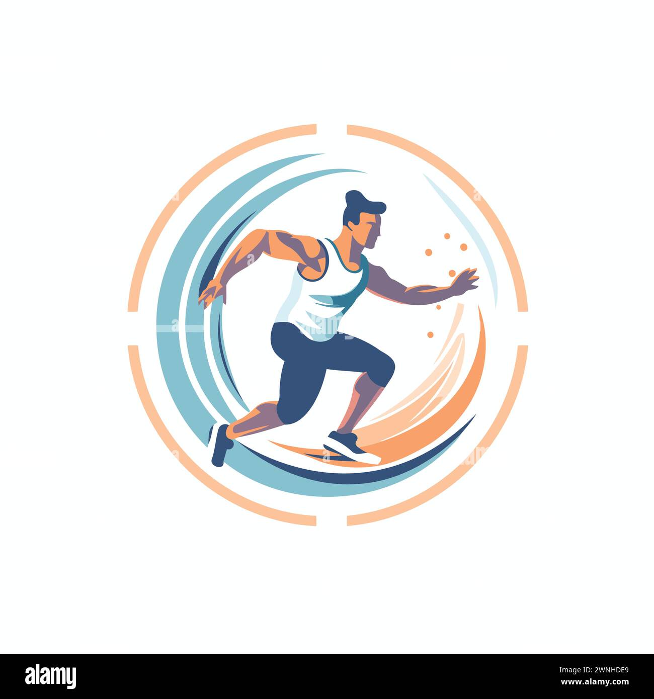 Running man-Logo. Vektorillustration eines männlichen Athleten, der im Kreis läuft. Stock Vektor
