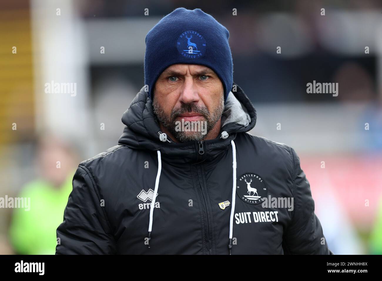 Kevin Phillips, Trainer der Hartlepool United, war am Samstag, den 2. März 2024 im Victoria Park, Hartlepool, während des Vanarama National League-Spiels zwischen Hartlepool United und Barnet. (Foto: Mark Fletcher | MI News) Credit: MI News & Sport /Alamy Live News Stockfoto