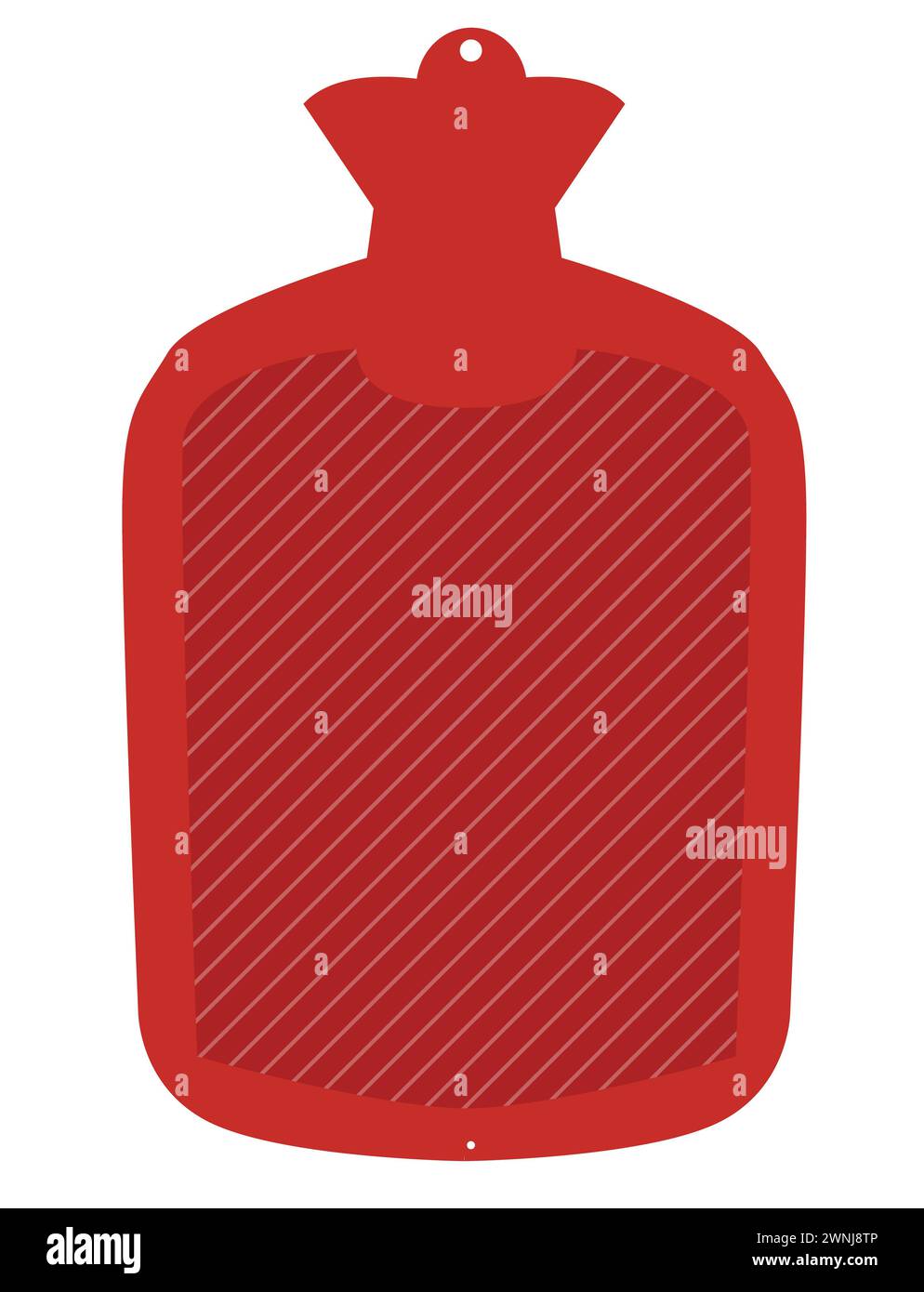 Rote medizinische Heißwasserflasche aus Gummi gefüllt mit Wasser Symbol. Schild für Heißwasserflasche. Symbol für heiße und kalte Therapie. Stockfoto