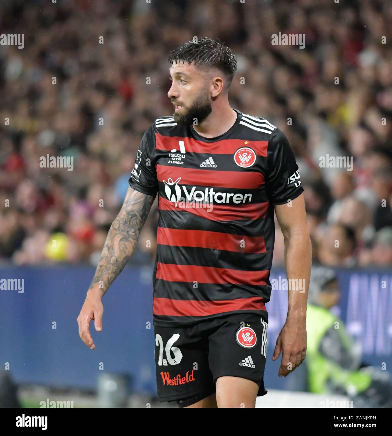 Sydney, Australien. 2. März 2024 Brandon Borrello während des Aleague Sydney Derby. Quelle: Kleber Osorio/Alamy Live News Stockfoto