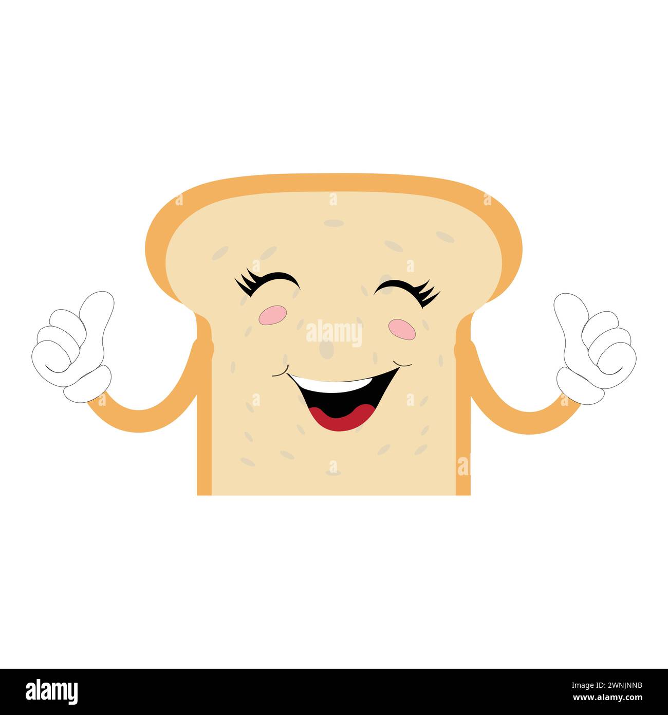 Happy Bread Slice Cartoon Mascot Charakter, lustige Sandwich Cartoon Vintage Brotcharakter Retro Style Brot Logo Vektor Illustration 60er Jahre 70er Jahre Stock Vektor