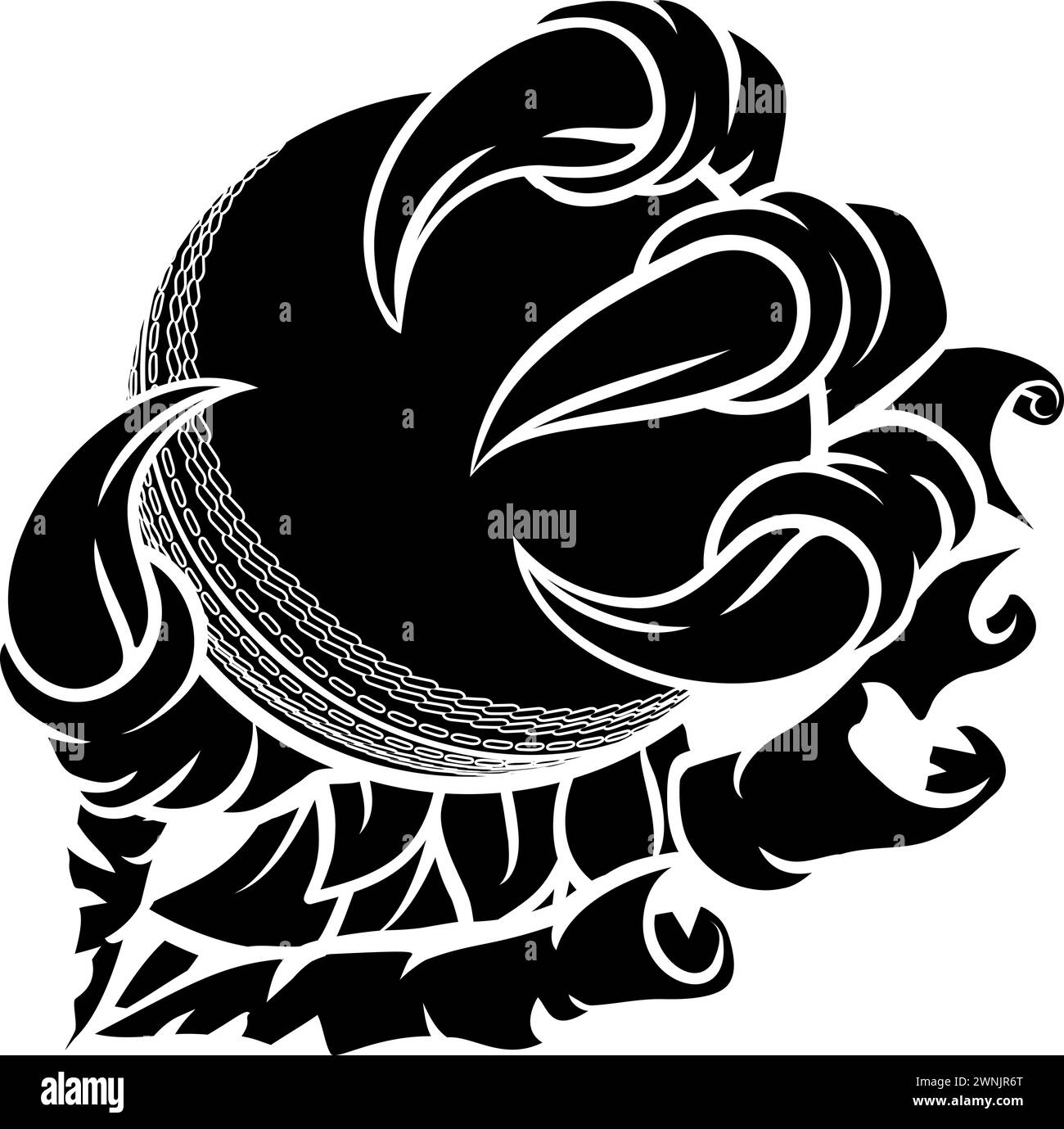 Reißende Ripping Claw Talon Holding Cricket Ball Stock Vektor