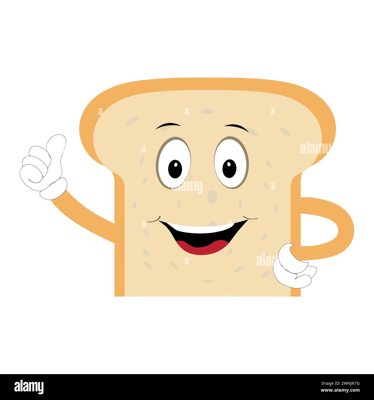 Happy Bread Slice Cartoon Mascot Charakter, lustige Sandwich Cartoon Vintage Brotcharakter Retro Style Brot Logo Vektor Illustration 60er Jahre 70er Jahre Stock Vektor