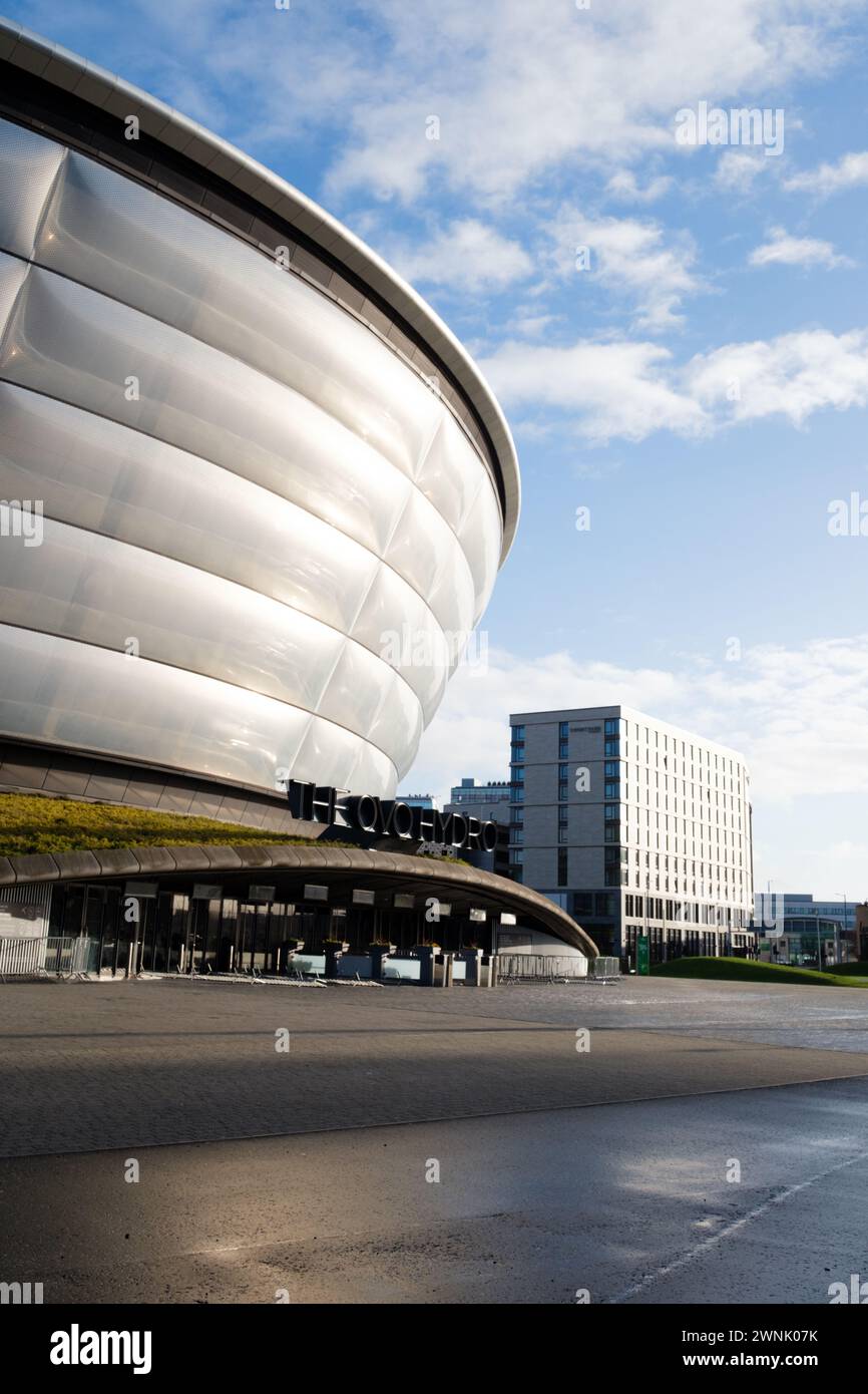 Glasgow Schottland: 13. Februar 2024: Außenansicht der Hydro Arena in Glasgow, auch bekannt als OVO Hydro Stockfoto