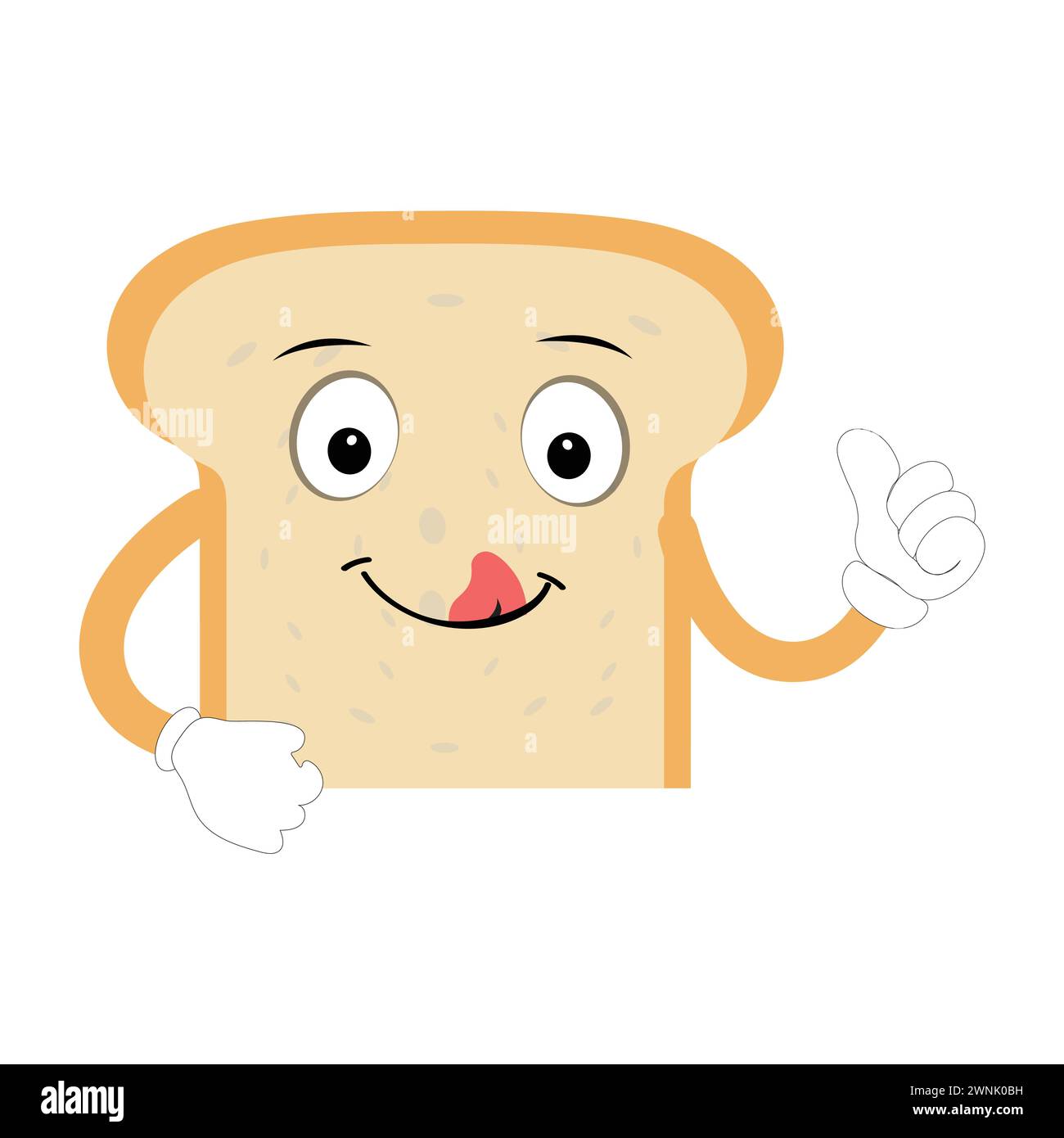 Happy Bread Slice Cartoon Mascot Charakter, lustige Sandwich Cartoon Vintage Brotcharakter Retro Style Brot Logo Vektor Illustration 60er Jahre 70er Jahre Stock Vektor