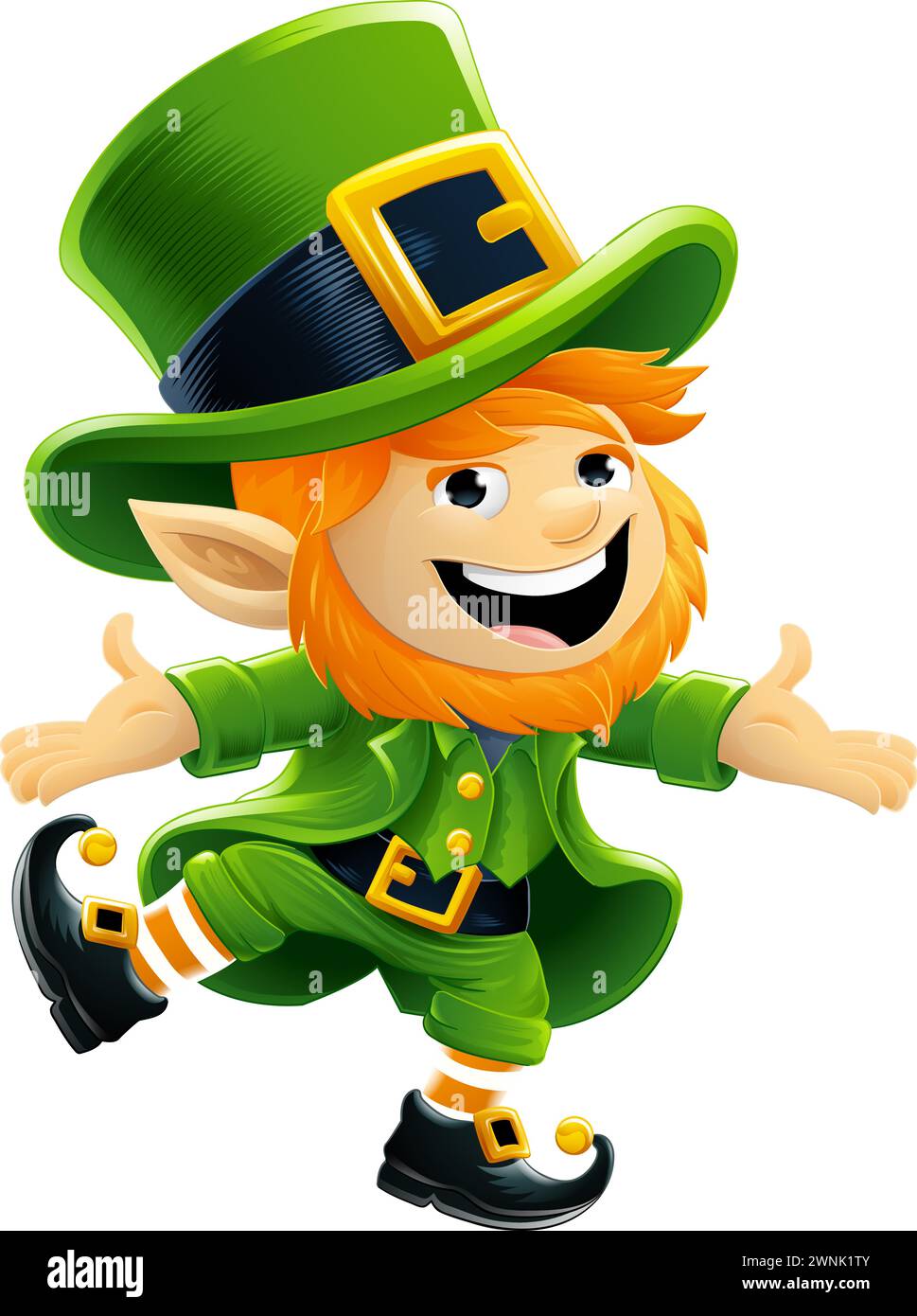 Niedlicher Irischer St. Patricks Day Cartoon Mit Kobold Stock Vektor