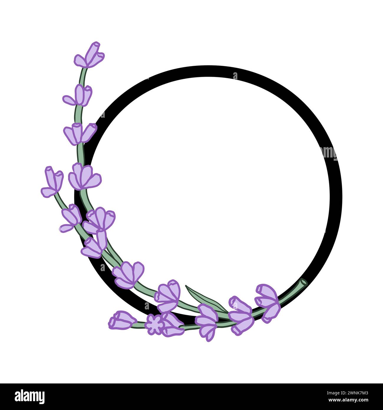 Lavendelblüte violett kleines Blumenalphabet für die Gestaltung von Karte oder Einladung. Vektor-Illustrationen, isoliert auf weißem Hintergrund für Sommer Blumen Stock Vektor