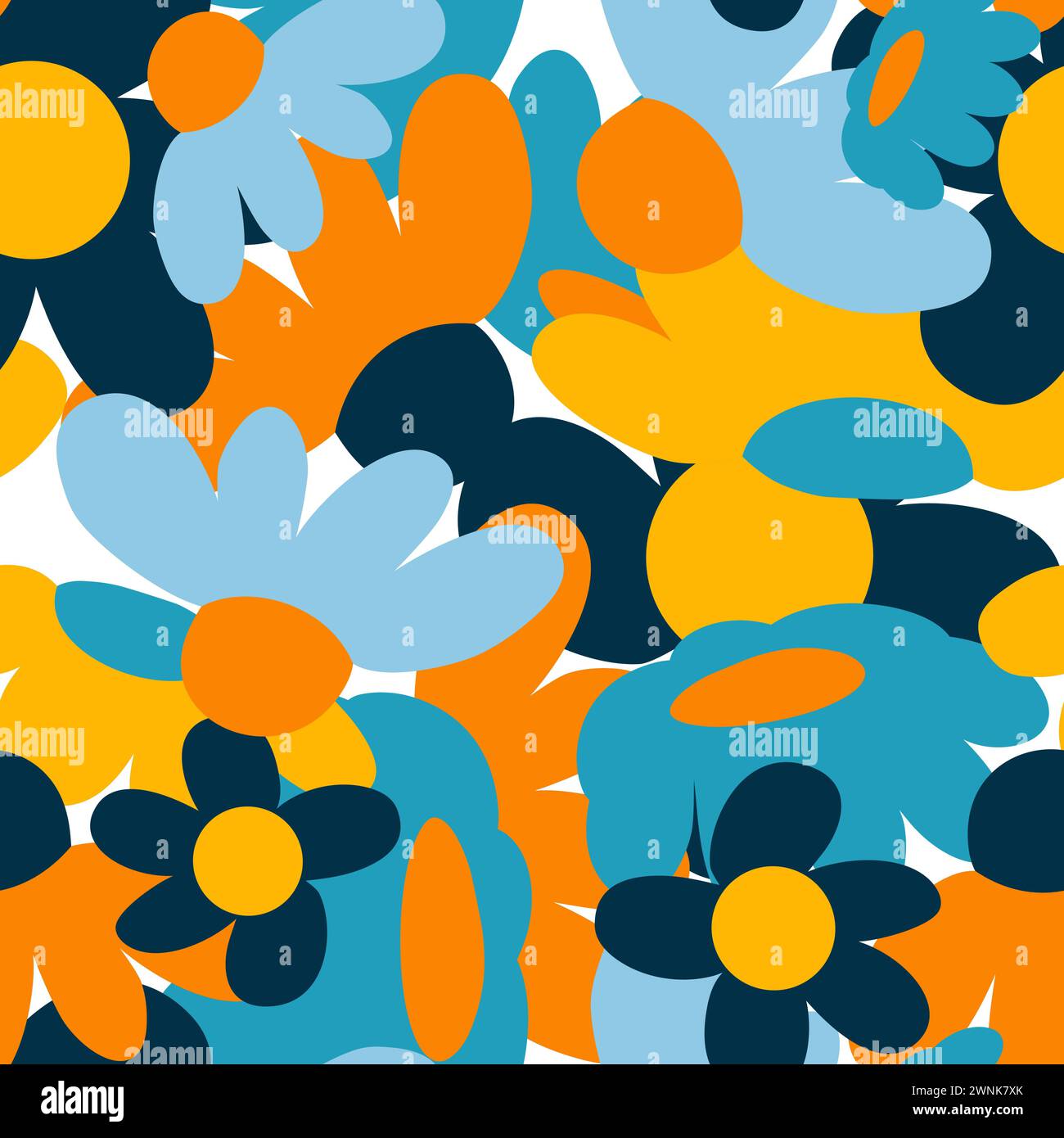 Nahtloses buntes Muster mit einfachen Gänseblümchen Blumen Vektor Illustration Stock Vektor