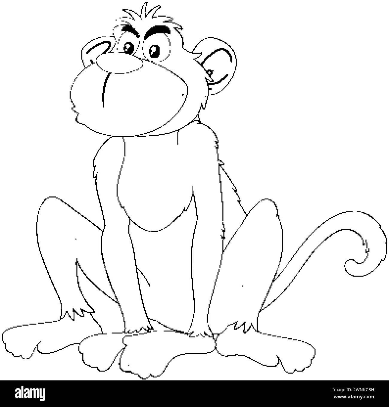 Schwarz-weiß-Zeichnung eines glücklichen Affen Stock Vektor