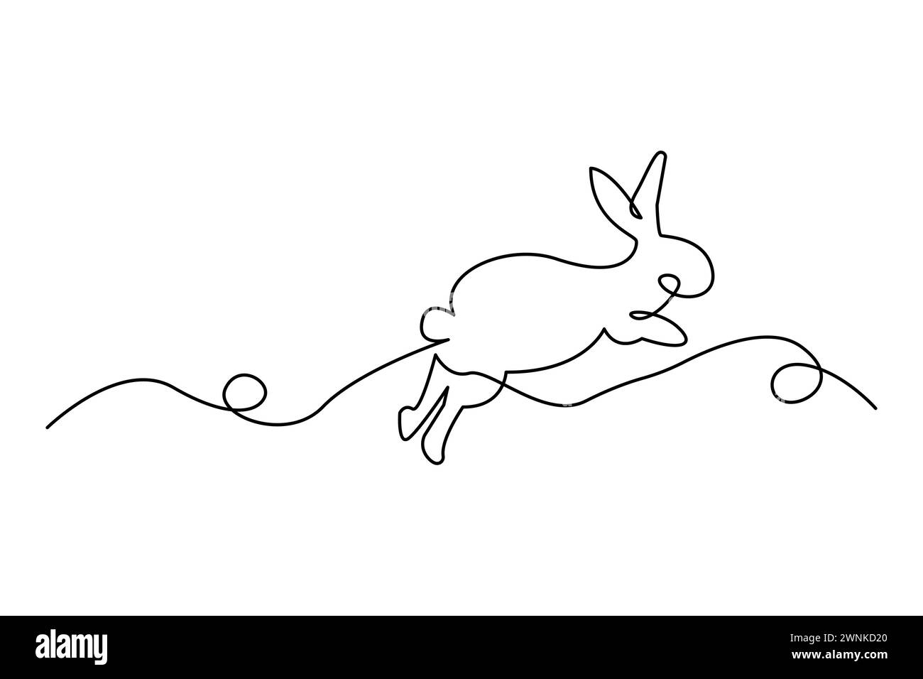Minimalistische Einzeilenzeichnung eines springenden Kaninchens. Elegante, durchgehende Strichkunst. Vektorabbildung. EPS 10. Stock Vektor