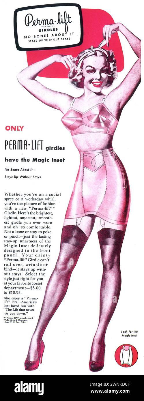 1950 Perma-Lift-Gürtel Printanzeige Stockfoto