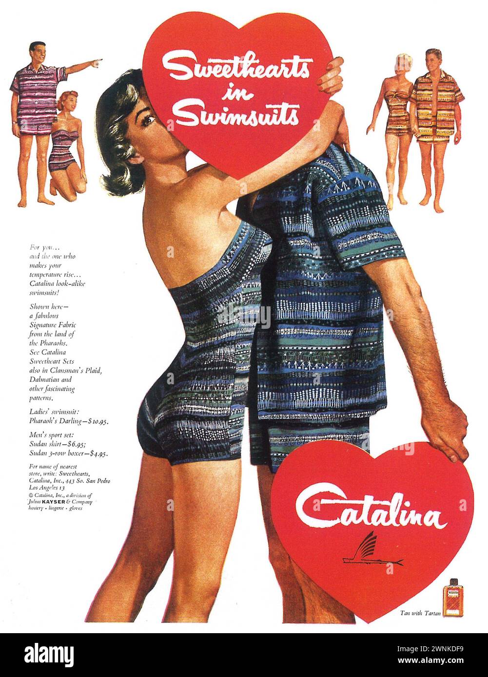 1955 Anzeige für Catalina Badeanzüge. „Sweethearts in Badeanzügen“ Stockfoto