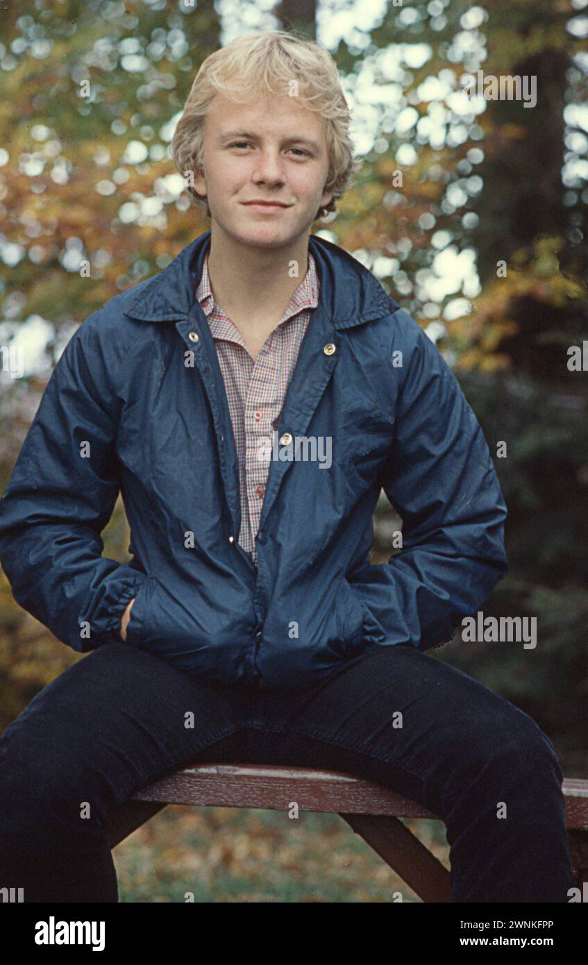 Ein Porträt des Teenager-Schauspielers Dog McKeon, der vor allem für seine Rolle in dem Film „On Golden Pond“ bekannt ist. Fotografiert in seinem Haus 1982 im Alter von 16 Jahren. Stockfoto