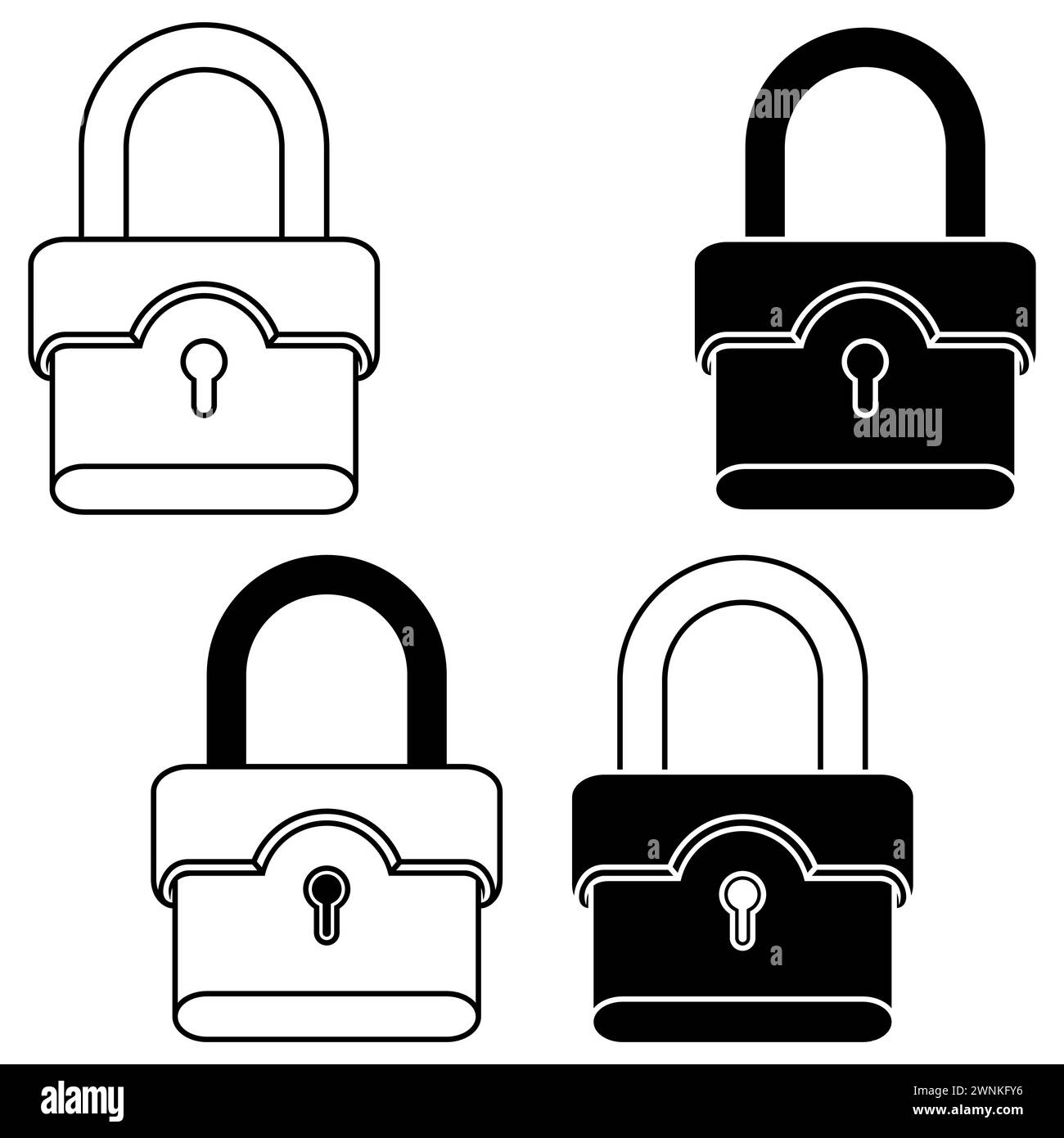 Vektor-Design von Metall-Vorhängeschloss für persönliche Sicherheit, Vorhängeschloss für Schlosser Stock Vektor
