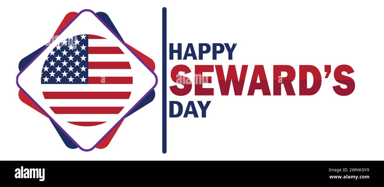 Alles Gute zum Seward's Day. Geeignet für Grußkarten, Poster und Banner. Stock Vektor