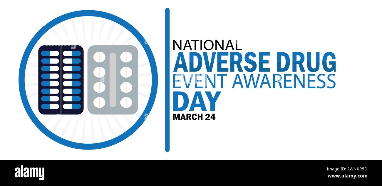National Adverse Drug Event Awareness Day. Geeignet für Grußkarten, Poster und Banner. Stock Vektor