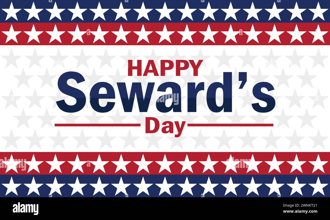 Alles Gute zum Seward's Day. Urlaubskonzept. Vorlage für Hintergrund, Banner, Karte, Poster mit Textbeschriftung Stock Vektor