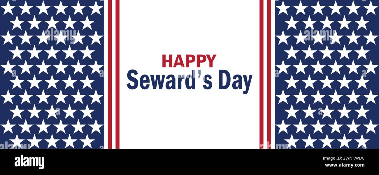 Happy Seward's Day Tapete mit Formen und Typografie. Happy Seward's Day, Hintergrund Stock Vektor