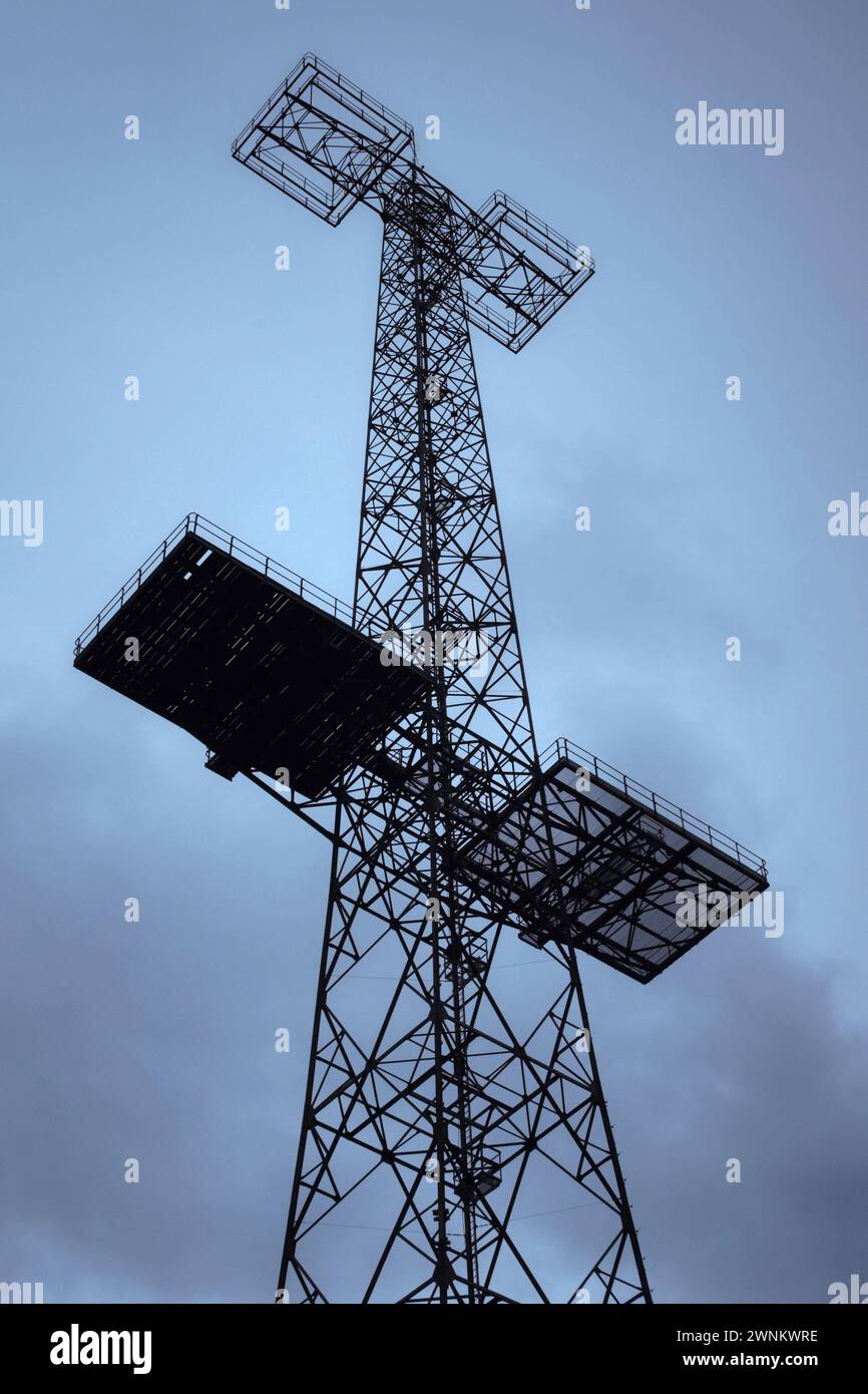 Der Radarturm Great Baddow in der Nähe von Chelmsford, Essex, Vereinigtes Königreich | wurde während des 2. Weltkriegs gebaut und 1954 nach GT Baddow verlegt. Stockfoto