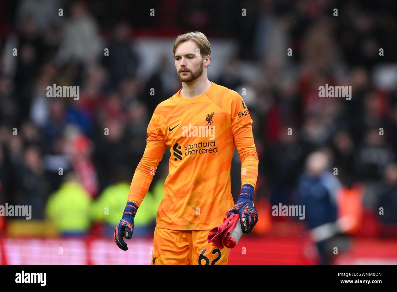 Caoimhin Kelleher of Liverpool während des Premier League-Spiels zwischen Nottingham Forest und Liverpool am Samstag, dem 2. März 2024, auf dem City Ground in Nottingham. (Foto: Jon Hobley | MI News) Credit: MI News & Sport /Alamy Live News Stockfoto