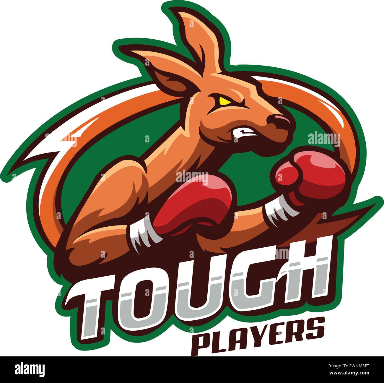 Känguru-Maskottchen und Sport-Logo. Kängurus Fighter Animal Logo Sports Club Team Badge Boxing Känguru Maskottchen und Sport Logo Design Stock Vektor