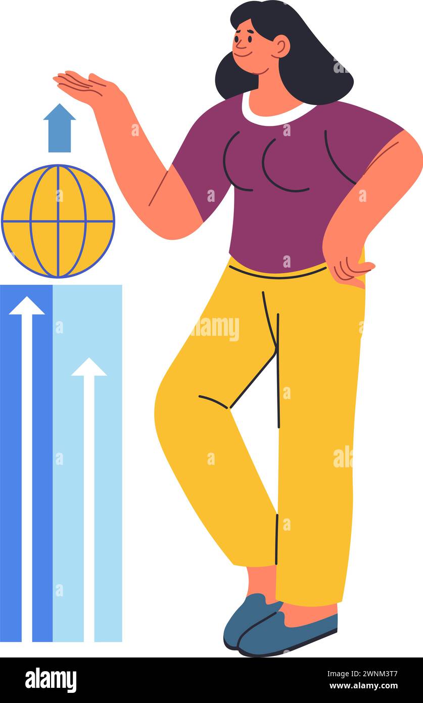 Frau, die Dateien aus dem Archiv oder aus dem Datenspeicher sendet Stock Vektor