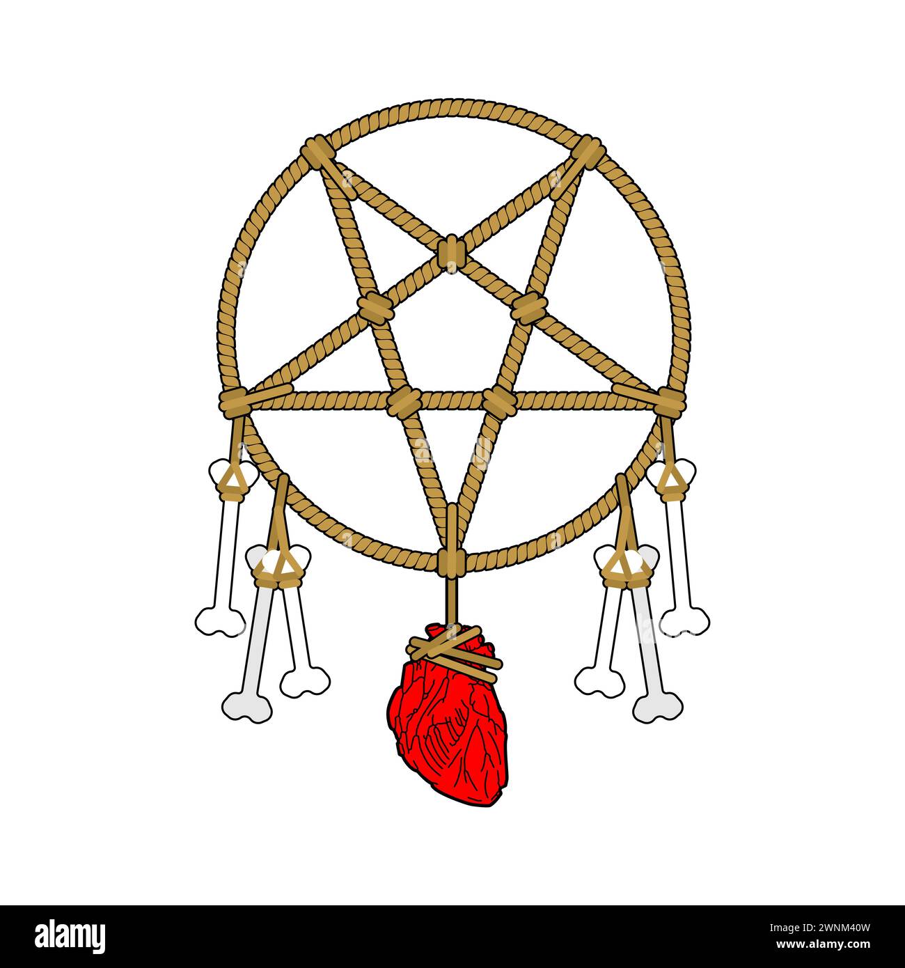 Alptraum-Traumfänger. Pentagramm, Schädel und Kreis. Symbol der Alpträume in einem Traum Stock Vektor