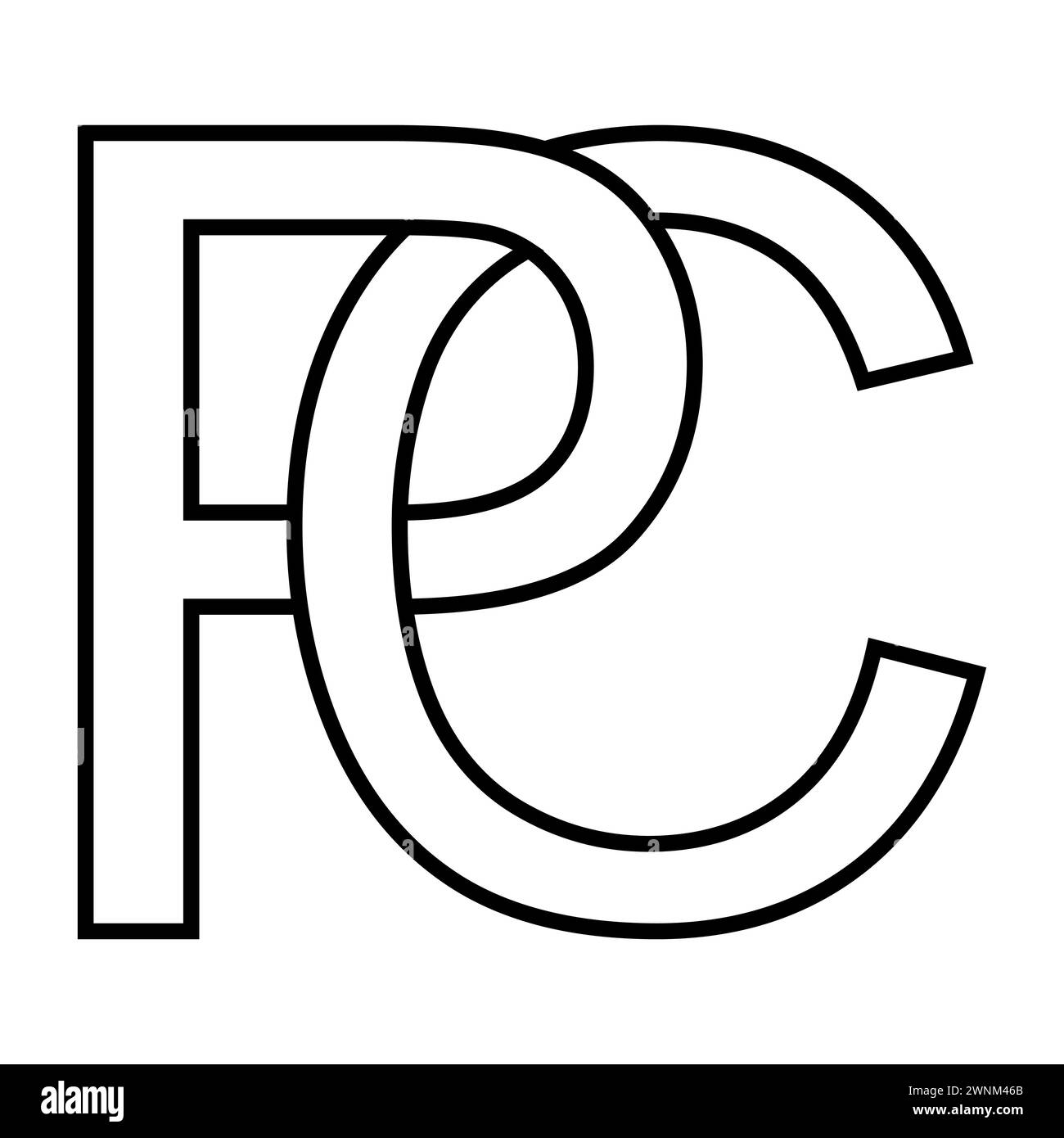 Logoschild pc, cp-Symbol Doppelbuchstaben Logotype p c Stock Vektor