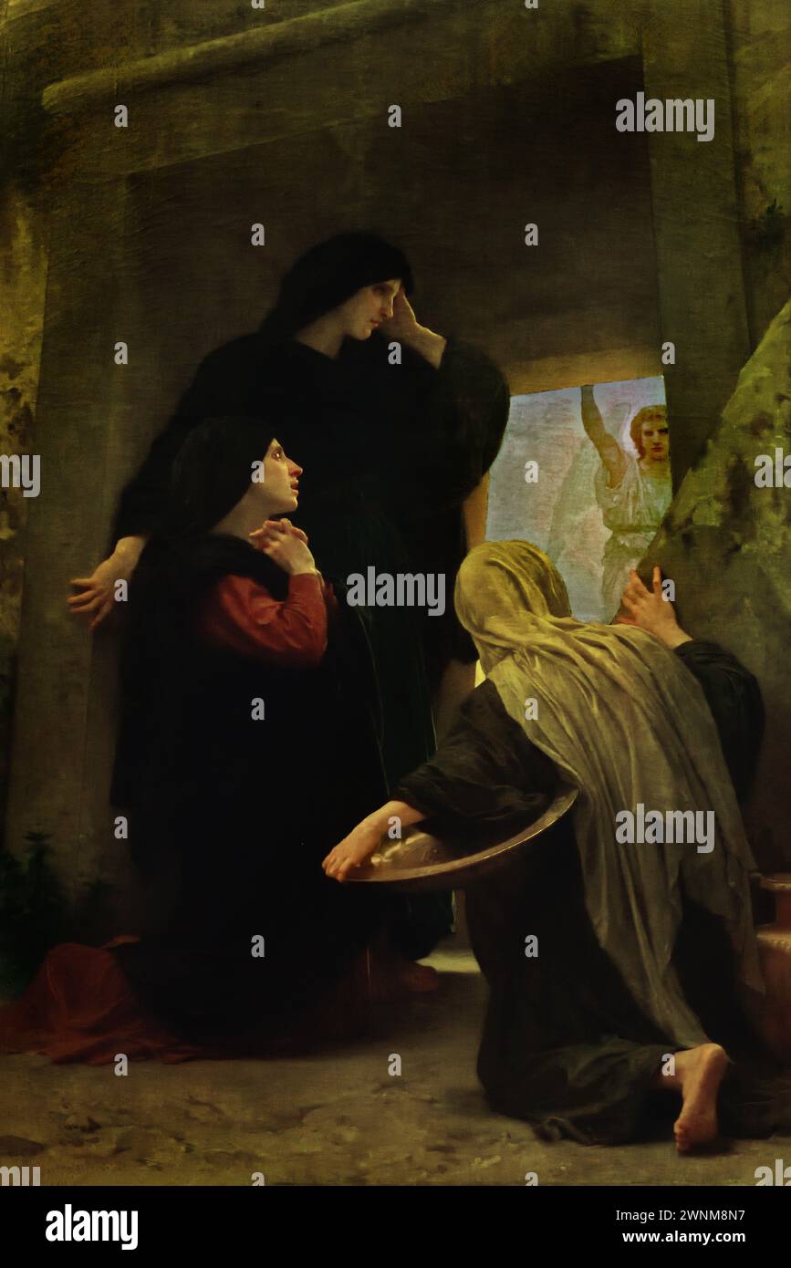 Die Heiligen Frauen am Grab von William Adolphe Bouguereau 1825-1905 Königliches Museum der Schönen Künste, Antwerpen, Belgien, Belgien. Stockfoto