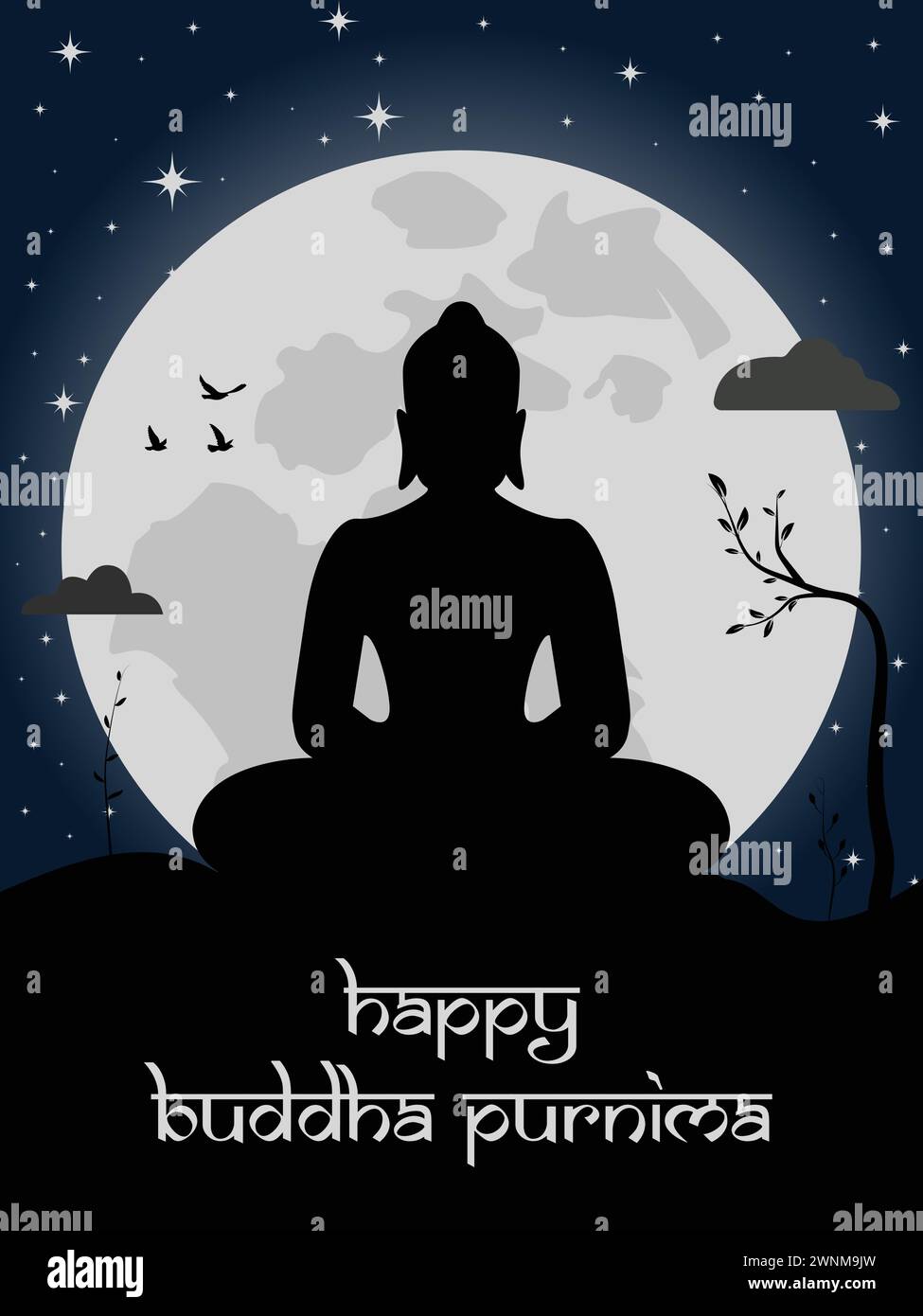 buddha-Vektor-Illustration, Happy buddha purnima Stock Vektor