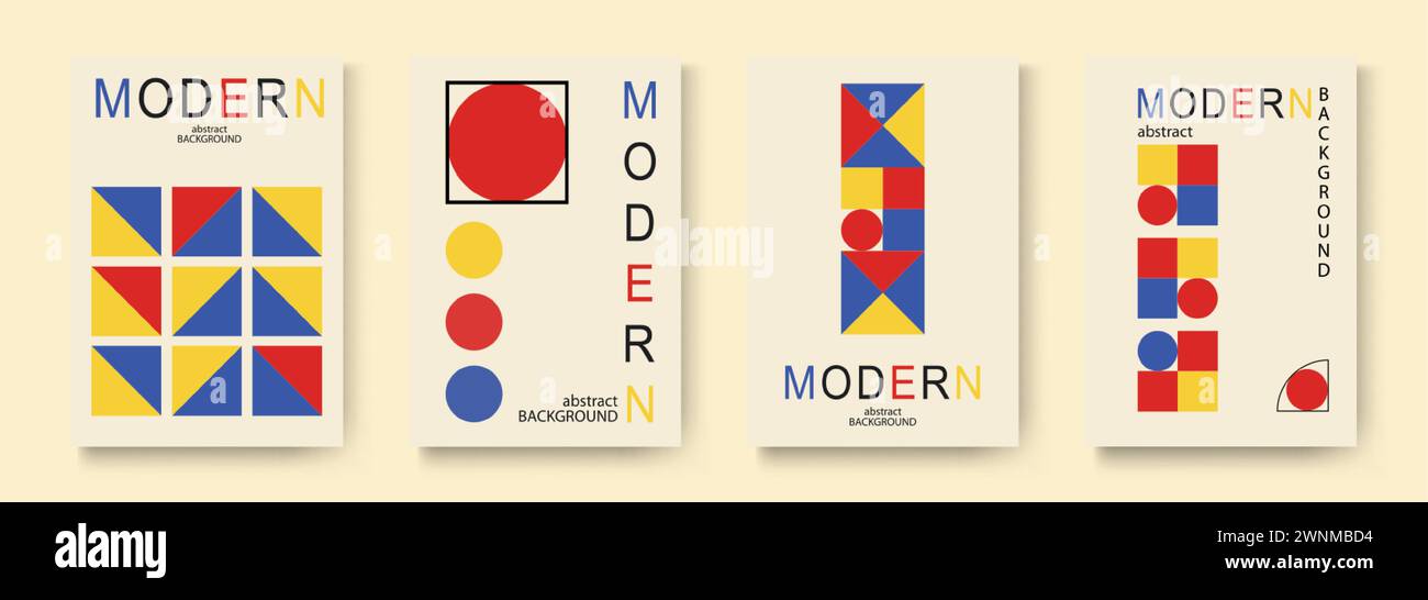 Minimalistischer Hintergrund. Vektor geometrische abstrakte Illustration Set Sammlung Karte Vintage Stil. Zum Malen, Poster, Plakaten oder Cover Stock Vektor