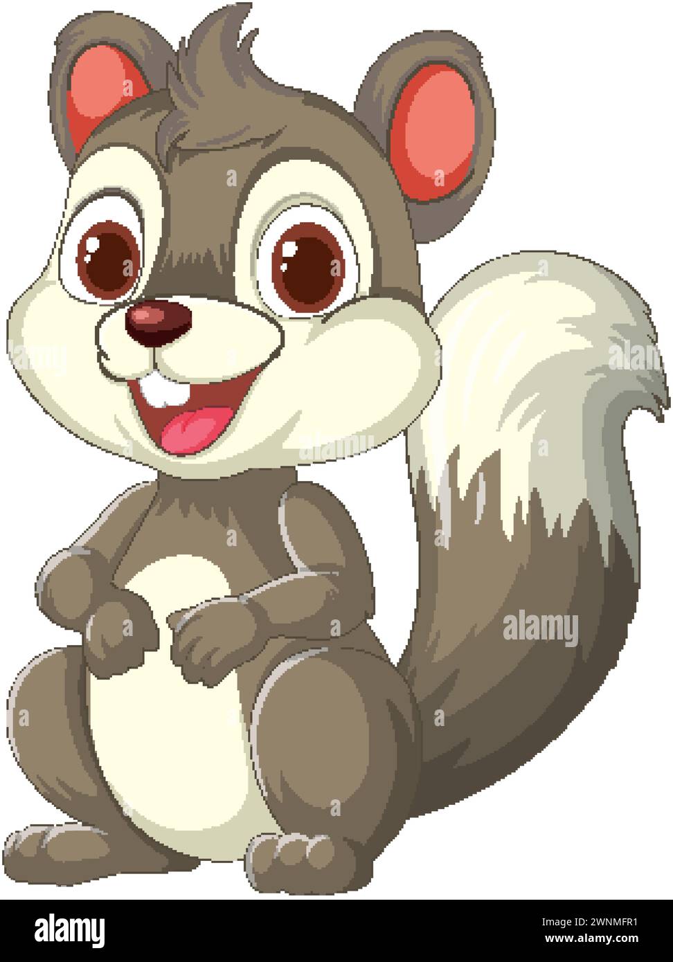 Entzückendes animiertes Eichhörnchen, das glücklich lächelt. Stock Vektor