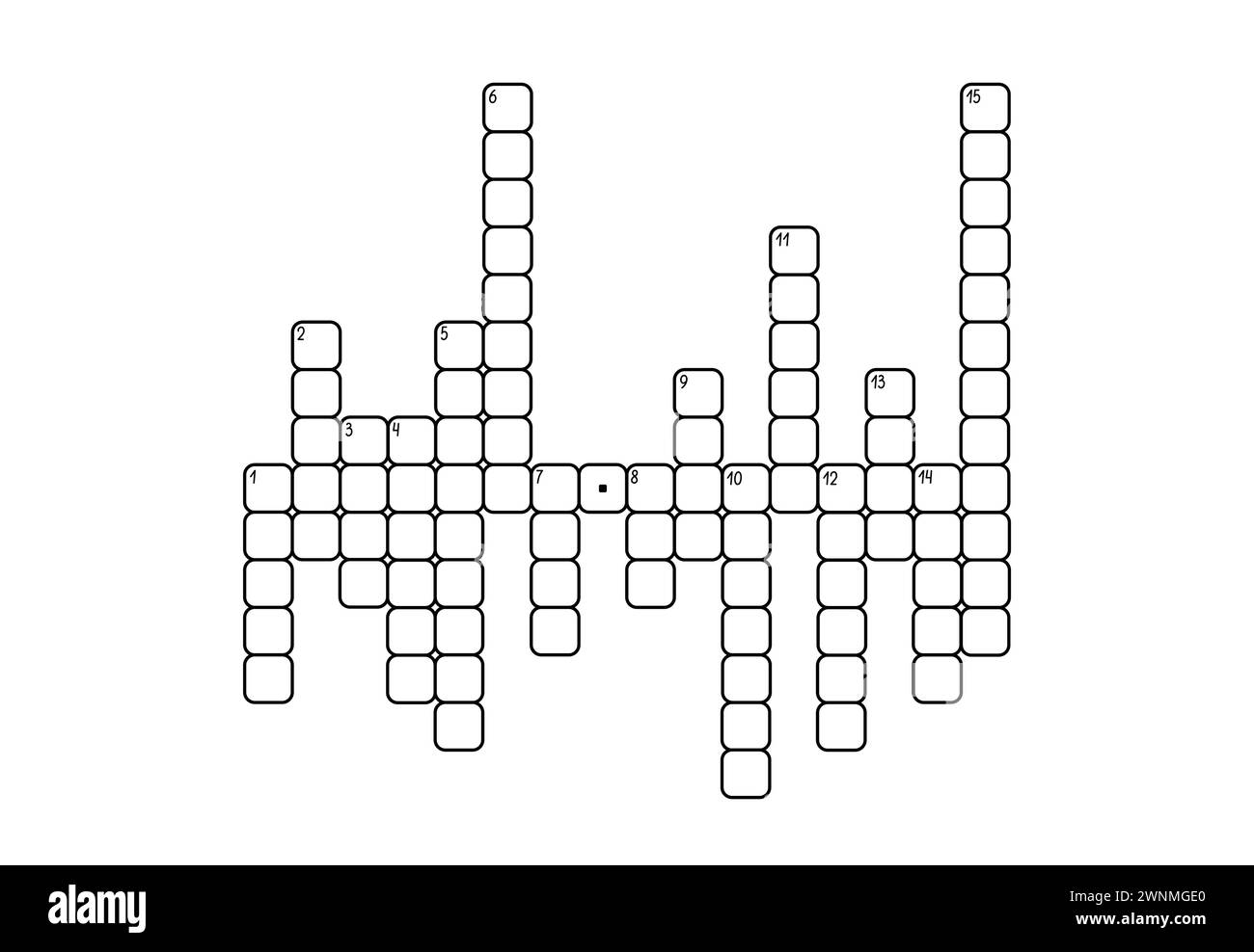 Leeres Kreuzworträtsel-Raster, leere Vorlagenquadrate zum Ausfüllen für Rätsel-, Bildungs- oder Freizeitspiele, bereit für die Erstellung eines beliebigen Wortpuzzle Stock Vektor
